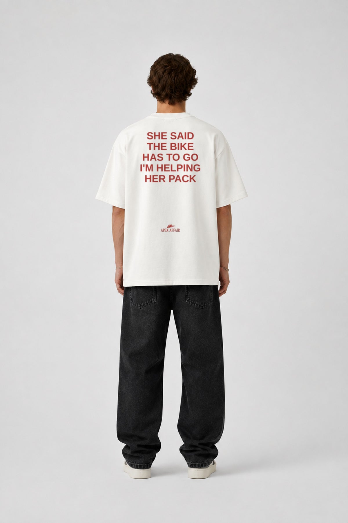The Bike Has To Go Oversized Shirt, back print, white