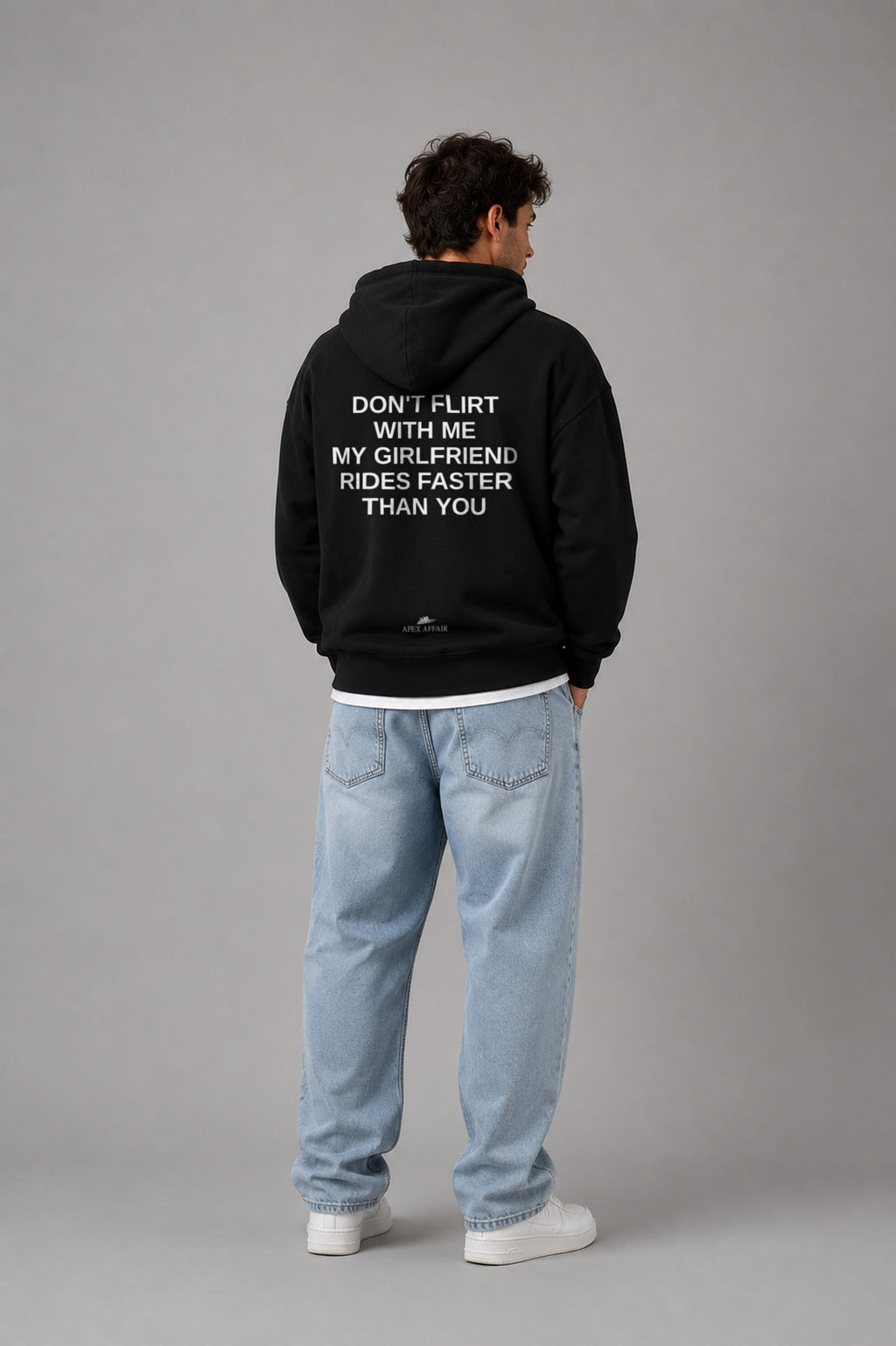Don't Flirt With Me Oversized Hoodie, back print, black