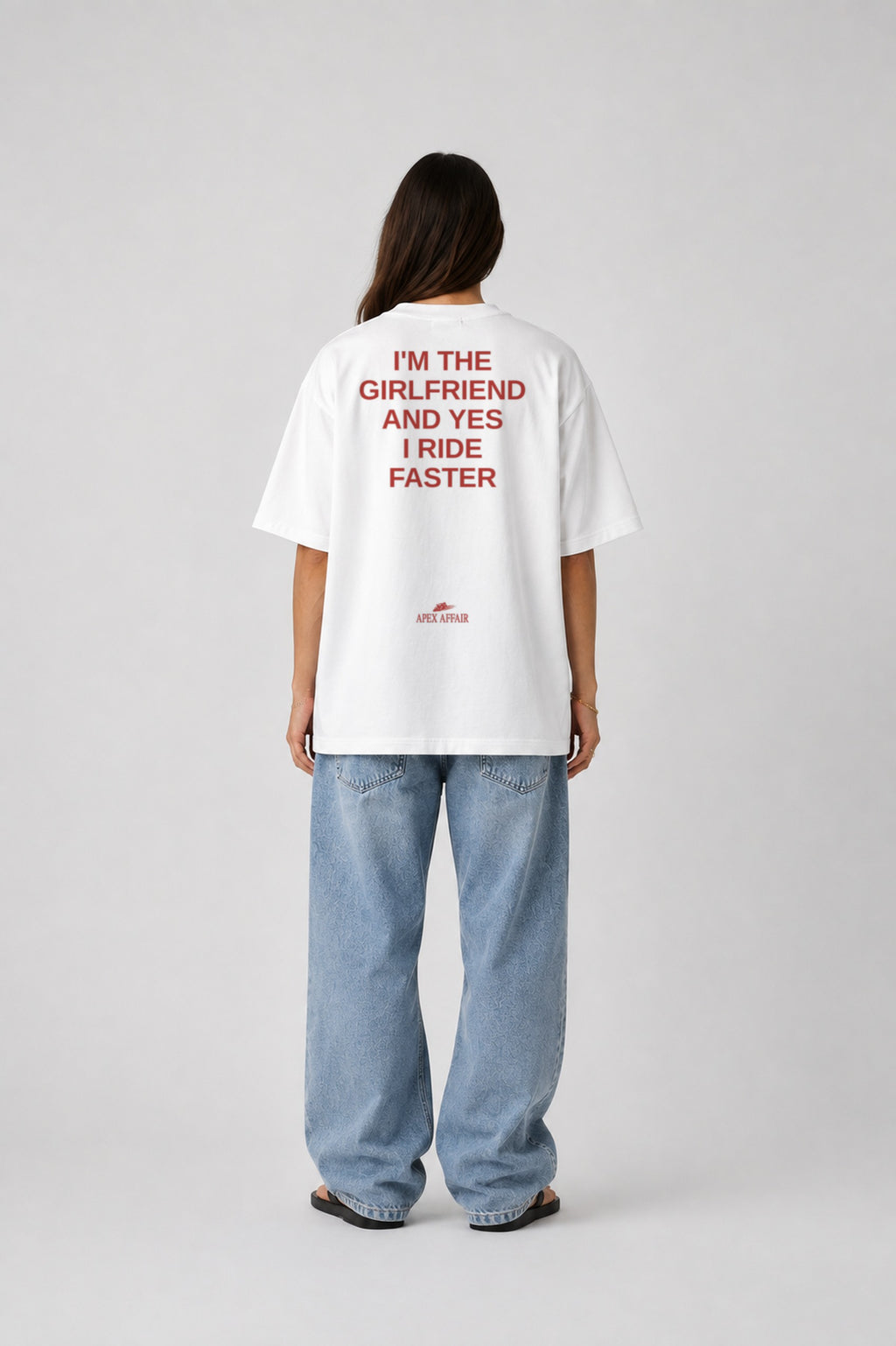 I'm The Girlfriend Oversized Shirt, back print, white