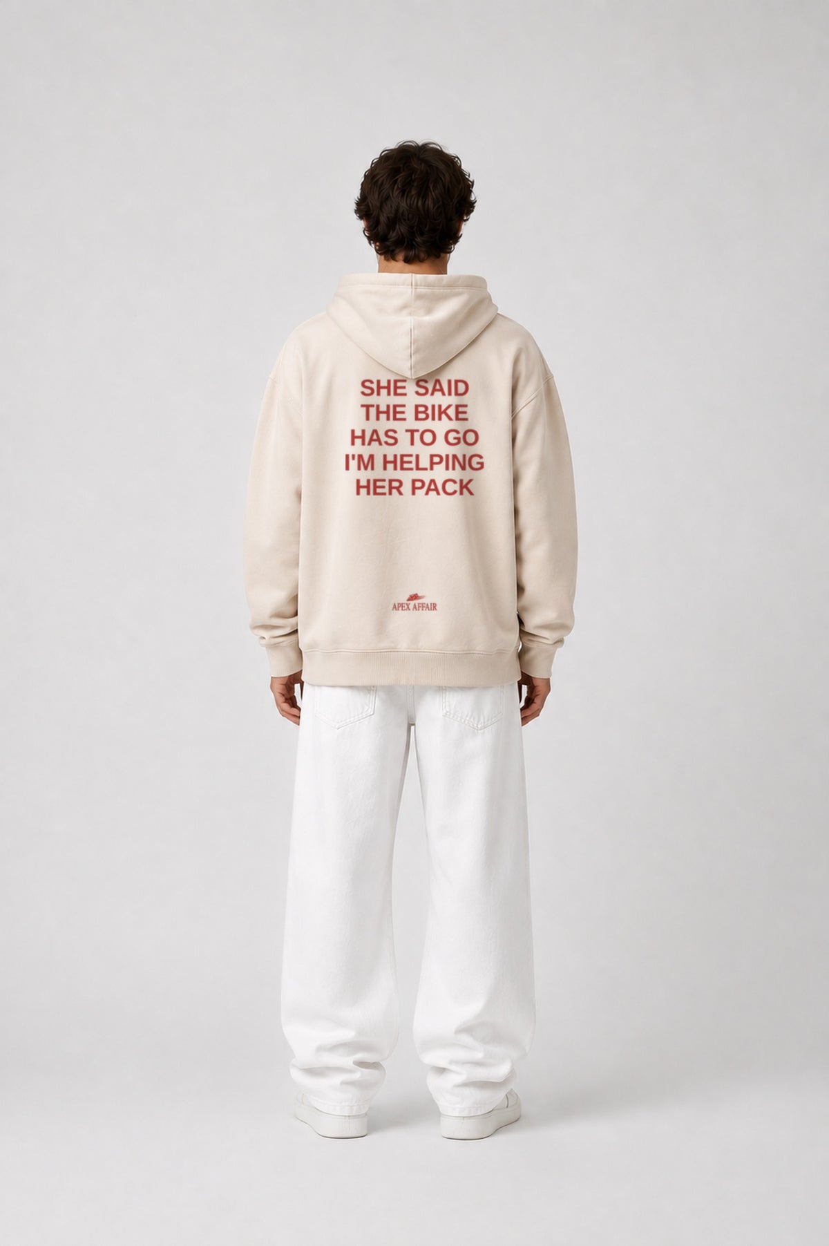 The Bike Has To Go Oversized Hoodie, back print, natural raw